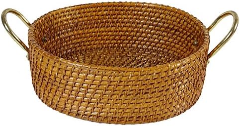 Oval Chapati And Dry Fruit Decorative Wooden Wicker Cane Basket With Side Handles