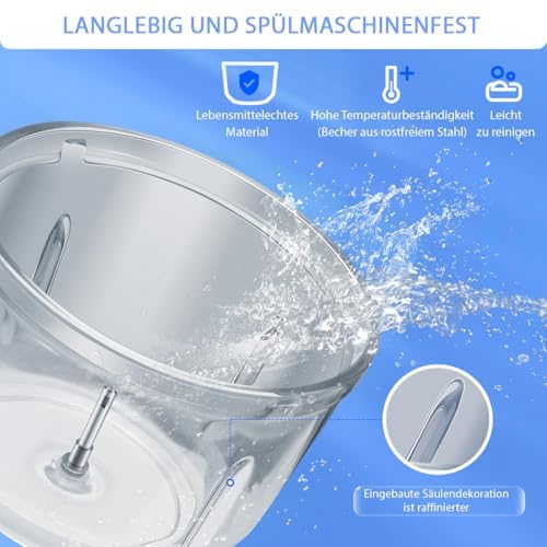 Bear 2L + 1.8L Meat Grinder Electric Chopper Glass + Stainless Steel, 600 W 2 Speed, Chopper with 4 Stainless Steel Blades and Meat Grinder, Chopper for Meat, Baby Food, Fruit, Vegetables