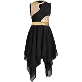ZYACTU Womens Praise Dance Dress V-Neck Sleeveless Liturgical Worship Dress Lyrical Contemporary Dance Costumes