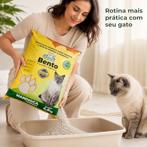 Areia Higiênica Granulado Para Gatos 4kg Mandioca + Minerais Super Premium Controle De Odores Alta Absorção Econômica Biodegradável Não Suja Patinhas Rende Mais Banheiro Sanitário Pet Premium Gato