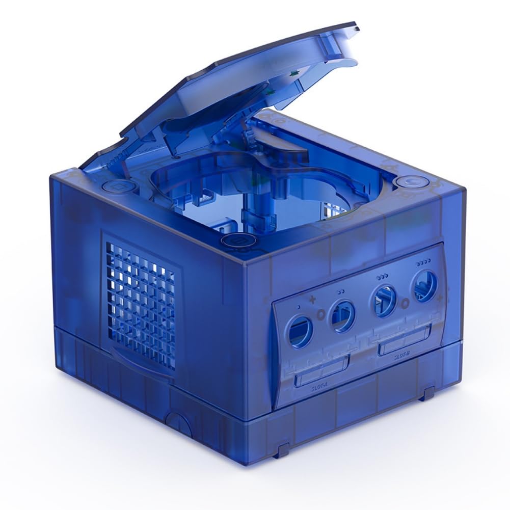 Hzxkqmil Replacement Housing Shell for GameCube Console, Translucent Case Accssories for NGC Retro Video Game Console DOL-001/DOL-101, Transparent Blue