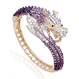 EVER FAITH® Gold-Tone Bold Dragon Bracelet Purple Austrian Crystal