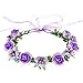 June Bloomy Rose Floral Crown Wreath Girls Flower Headband BOHO Garland Halo Headpiece (Purple)