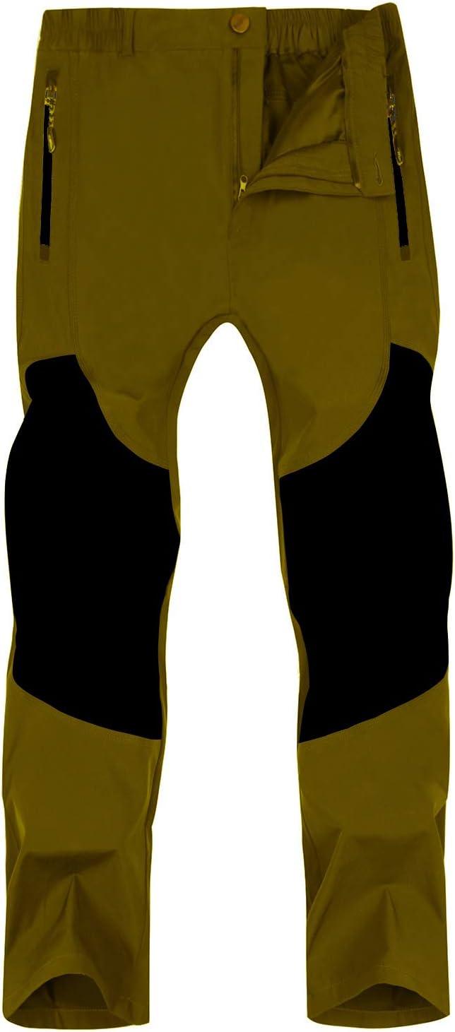 Singbring Men's Outdoor Lightweight Quick Dry Waterproof Hiking Mountain Pants Large Tan(01B)