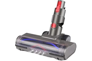 Laymi Hardwood Floor Attachment for Dyson V7 V8 V10 V11 V15 Vacuum Cleaners with LED Headlights, V Shape Turbo Bristle Roller Brush Cleaner Head Replacement Parts