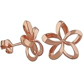 Sterling Silver 1/2 Inch Open Plumeria Stud Earrings