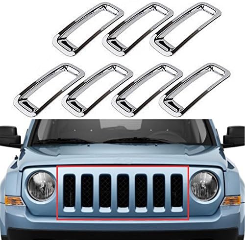 HONETECH(TM) Chrome Triple Front Grille Grill Inserts Trims for Jeep Patriot 2011-2016