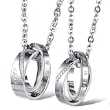 Fate Love His & Hers Simple Design Matching Promise Rings Pendant Love Necklace Set for Lover