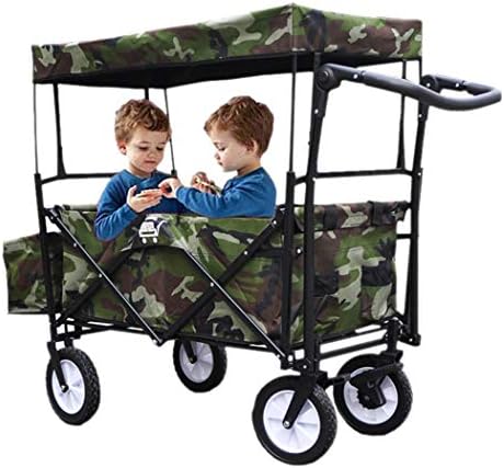 GAIBO Folding Garden Cart with Wheels, Heavy-Duty Beach Cart with 2 Brake and Replaceable Cover, for all terrains(Load Bearing 75kg/165 lb),Camouflage
