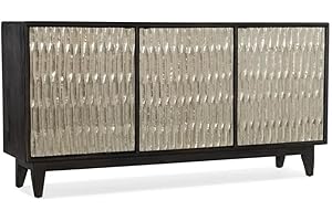 HOOKER FURNITURE Shimmer 3 Door Wood Credenza in Charcoal and German Silver Finish by Hooker