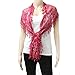 AN Summer Scarf for Women Fashion Leafy Lace Scarf With Tassels Dark Rose Pink