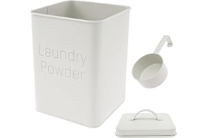Laundry Detergent Container with Scoop, Modern Farmhouse Metal Storage Box, Laundry Powder Container for Laundry Room Decor a