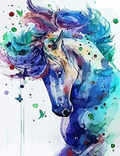 JOLOMOY DIY Paint by Numbers Kits for Adults, DIY Oil Painting by Number for Kids Beginner - Colorful Flowers Animal Series 16X20 inch Christmas Home Decor (Horse, Frameless)