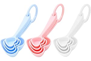 ARTSEWPLY 3 Sets Heart-Shaped Plastic Dessert Spoons 4pcs Creative Flatware Measuring Spoons for Home Kitchen