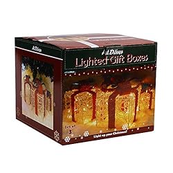 ATDAWN Set of 3 Lighted Gift Boxes Christmas