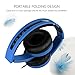 On Ear Headphones with Mic, Jelly Comb Foldable Corded Headphones Wired Headsets with Microphone, Volume Control for Cell Phone, Tablet, PC, Laptop, MP3/4, Video Game (Black & Blue)thumb 1
