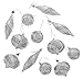 Elegant Christmas Holiday Ornaments with Silver, White Glitter & Jewels - 12 Pack, 2.5