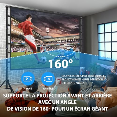 VOOPVOR 180" Portable HD Projector Screen with Tripod 16:9 4K HD Projection Screen for Indoor/Outdoor with Carry Bag and Height Adjustable Stand for Home Theater and Motorhome