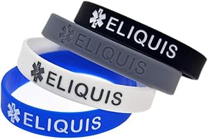 ALKYNE 4 Pack ELIQUIS Medical Alert ID Silicone Bracelet Wristbands for Man Women