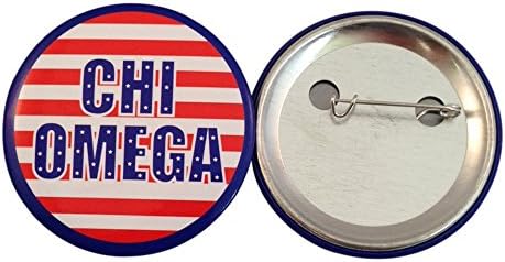 Chi Omega Sorority USA Themed 2 Inch Round Pinback 5-Pack of Buttons chi o