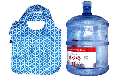 HOLYLUCK Reusable Grocery Bags,Heavy Duty Foldable Shopping Tote Bag (Standard, 3 Blue Geometric Flowers)