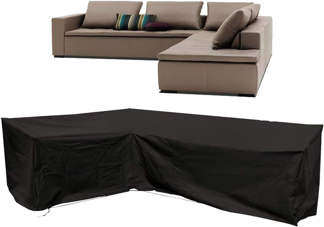 Patio Sectional Sofa Cover V Shaped Furniture Protector Premium Outdoor Waterproof Dustproof Furniture Outdoor Outside Cover Size 215x215x87cm Garden Couch Cover