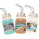 Yankee Candle Car Jar -- Summer Beach Trio - Beach Walk, Sun and Sand, Coconut Bay - Set of THREE Car Jars