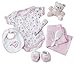 Big Oshi Baby Essentials 9 Piece Layette Basket Gift Set, Pink