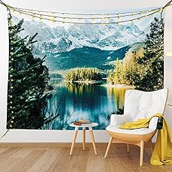 Ambesonne Landscape Tapestry, Mountain Lake in