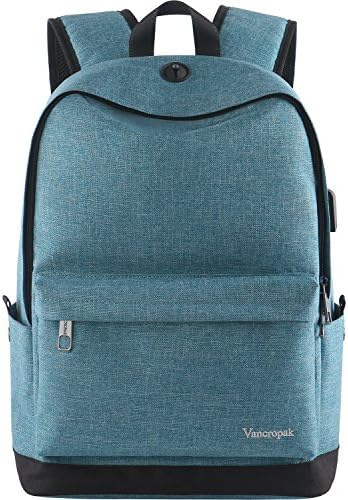 High School Backpack, Middle Student Bag with USB Port for Men Women Teen, Causel Basic Bookbag Fits 15.6 Inch Laptop/Notebook Designed for Travel Work Study - Purplish Blue