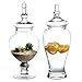 MyGift Set of 2 Large Decorative Clear Glass Apothecary Jars/Wedding Centerpieces/Candy Storage Canister