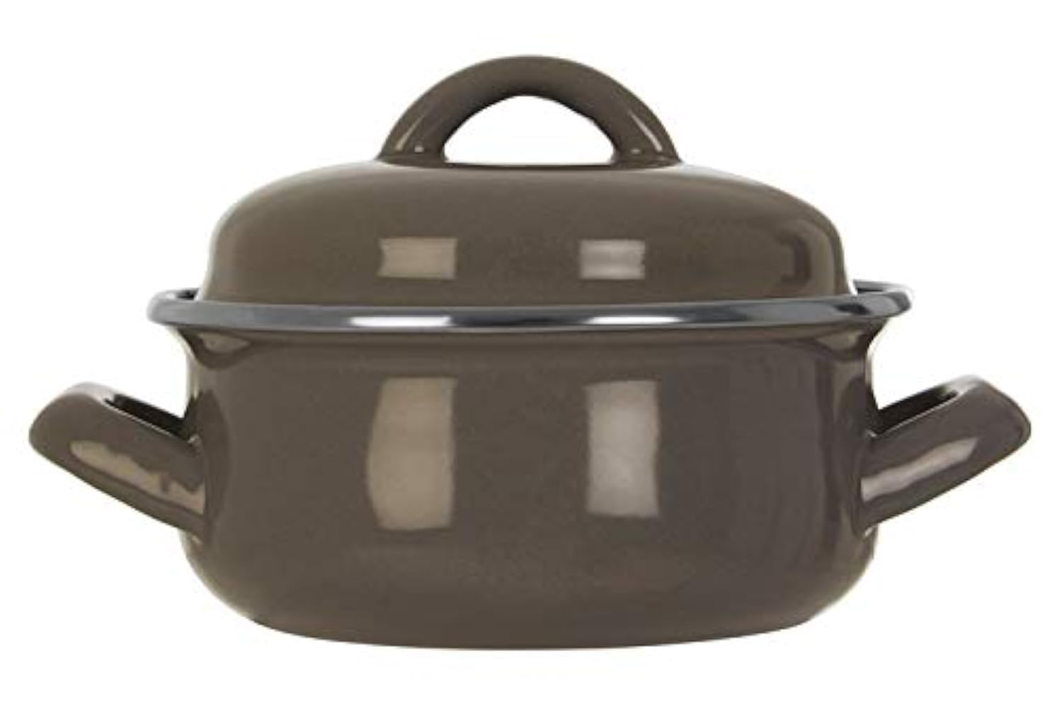 Porter Mini Casserole Dish with Lid, Wide Handles, Enamel, 0.5 litres - Grey
