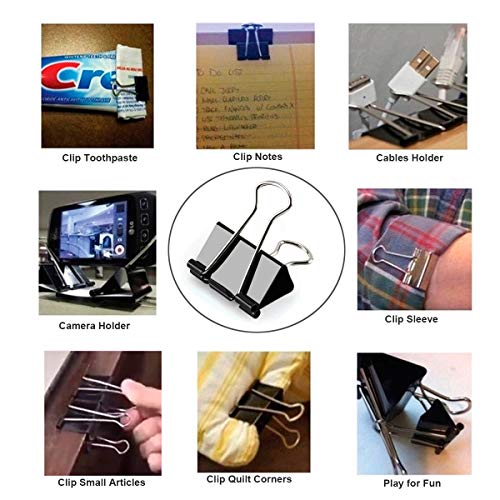 Binder Clips 1.6-Inch Large Paper Clamps, 24 Pack (1.6"- Black)