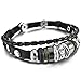 INBLUE Men,Women's Alloy Genuine Leather Bracelet Bangle CZ Black Adjustable Tribal