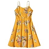 DressLily Summer Floral/Striped/Check/Ribbed Ruffle Hem/Tied/Warp Sleeveless Cami Mini Dress