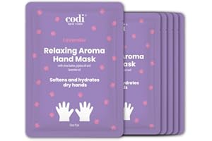 Codi New York Relaxing Aroma Hand Mask 6 Pairs | Natural Scent | Soothes & Hydrates Dry Hands | Hydrating Hand Treatment for Rough Skin & Dry Cuticles | Home Spa Gloves | Korean Skincare (Lavender)