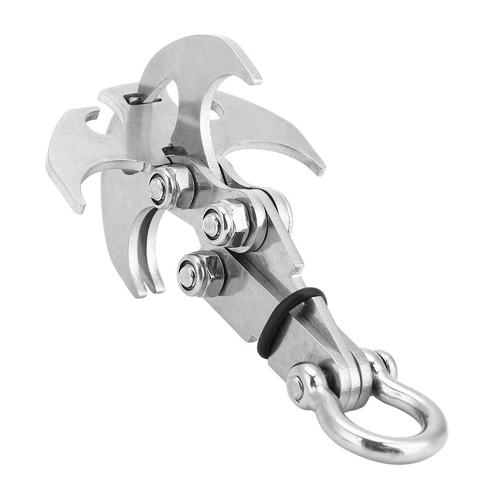 Stainless Steel Climbing Claw Foldable Grappling Hook Climbing Hook Outdoor Survival Carabiner Tool for Camping Mountaineering Hiking Survival Home Equipment