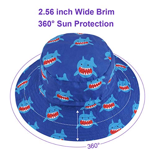 Kirecoo Baby Sun Hat, Toddler Breathable Bucket Hat Cap with a Mesh Storage Bag (Shark, 2-3 Years) - Thumbnail 2