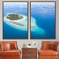 2 Piece Framed Canvas Wall Art Coastal Scenery Canvas Prints Home Artwork Decoration for Living Room,Bedroom - 16