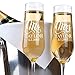 Lily's Atelier Set of 2, Hand Engraving Mr. Mrs. Last Name & Date Custom Wedding Toast Champagne Flute Set, Wedding Toasting Glasses - Etched Flutes for Bride & Groom Customized Wedding Gift #E11