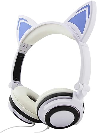 Amazon Co Jp Elec Zone イヤホン マイク無し 可愛い猫耳様式のヘッドホン 有線ヘッドホン 子供用 両耳イヤホン 折りたたみ式 音楽ヘッドセット ゲーム用 ユニバーサル ステレオイヤホン 外部ノイズキャンセリング コスプレ 密閉型 カートゥーン 発光ライト付き ブルー