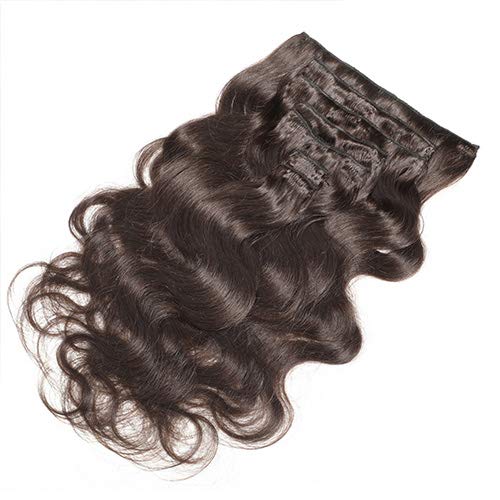 Urbeauty 18" Dark Brown Wavy Clip in Hair Extensions Triple Weft 7Pcs/100g Body Wave Remy Clip in Real Human Hair Extensions Full Head - Thumbnail 5