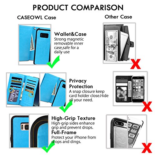 image for Galaxy S8 Plus Cases,Magnetic Detachable Lanyard Wallet Case with [8 C