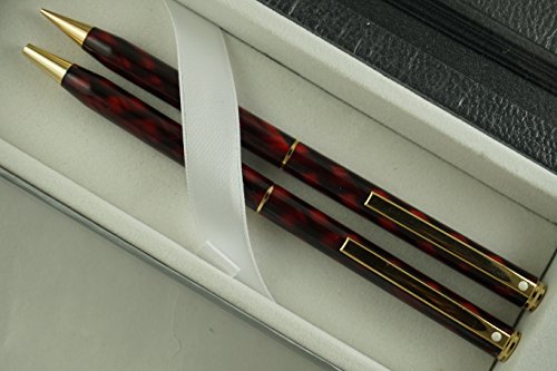 Cross Sheaffer Rare Made in The USA Signature Fashion Red Ronce with Gold Appointment Pen and 0.5mm Pencil Set with Matching Sheaffer Journal