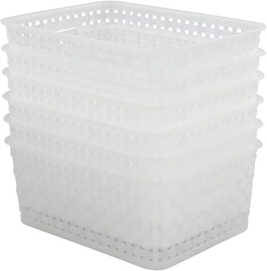 Dynko 6Pack Small Plastic Storage Baskets, Clear Storage Baskets