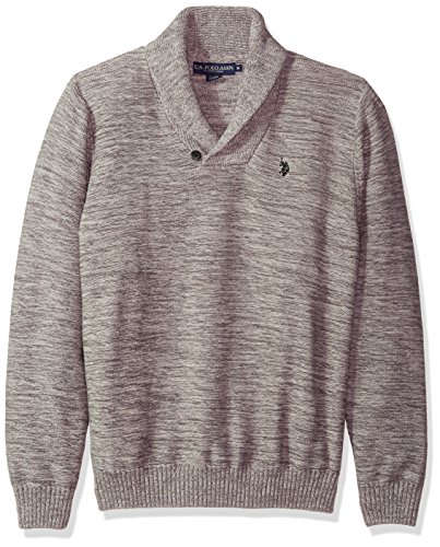 U.s. polo assn. men s reverse jersey shawl collar sweater, snow m…