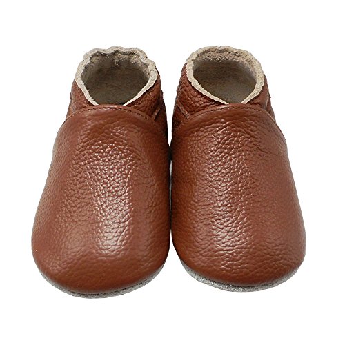 Yang Baby Boys Girls Shoes Crawling Slipper Toddler Infant Soft Leather First Walking Moccs(Brown,6-12 Months)