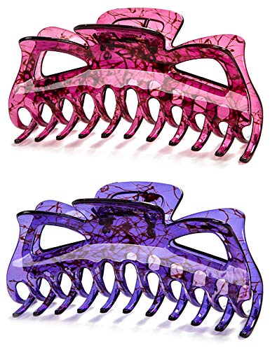 Prettyou 5.5" Large Crystal Plastic Hair Claw Banana Clips for Women,pack of Two (Colorset-No.8) - Thumbnail 6