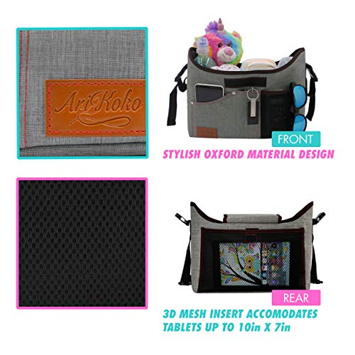 image for AriKoko Universal Stroller Organizer with Cup Holders - Mesh Stroller 