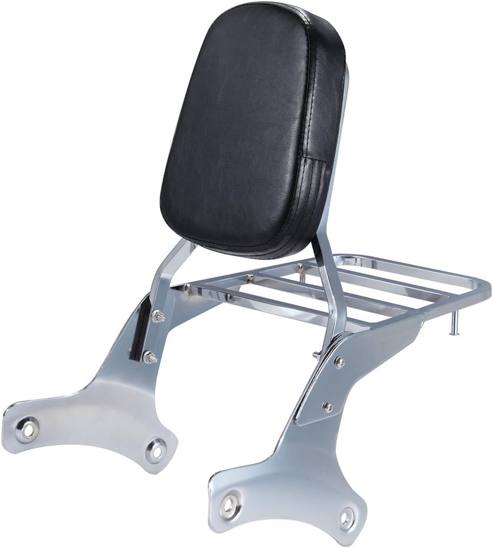Samger Chrome Backrest Sissy Bar Luggage Rack for Honda Shadow VT750 VT400 RC44 1997-2003